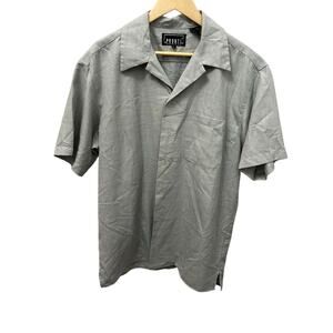 Pronti Collection Vintage 90s Short Sleeve Camp Collar Shirt Gray Mens Large